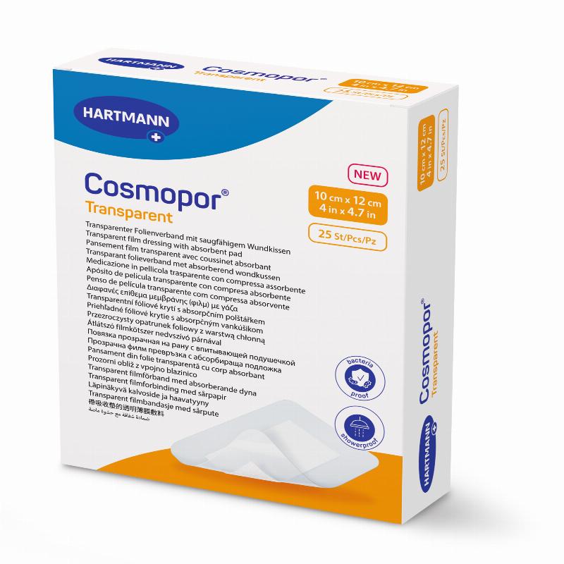 Пов'язка плівкова прозора з абсорбуючою подушечкою Cosmopor® Transparent 10см x 12см 25шт